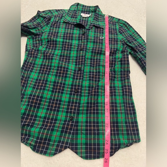 Vineyard Vines Green Plaid Button Down Top - Size 4 - Picture 8 of 9